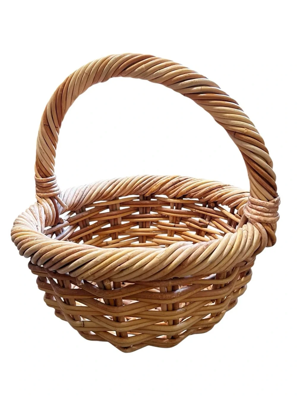 Crate & Barrel Woven Wicker Harvesting Kitchen Basket with Handle